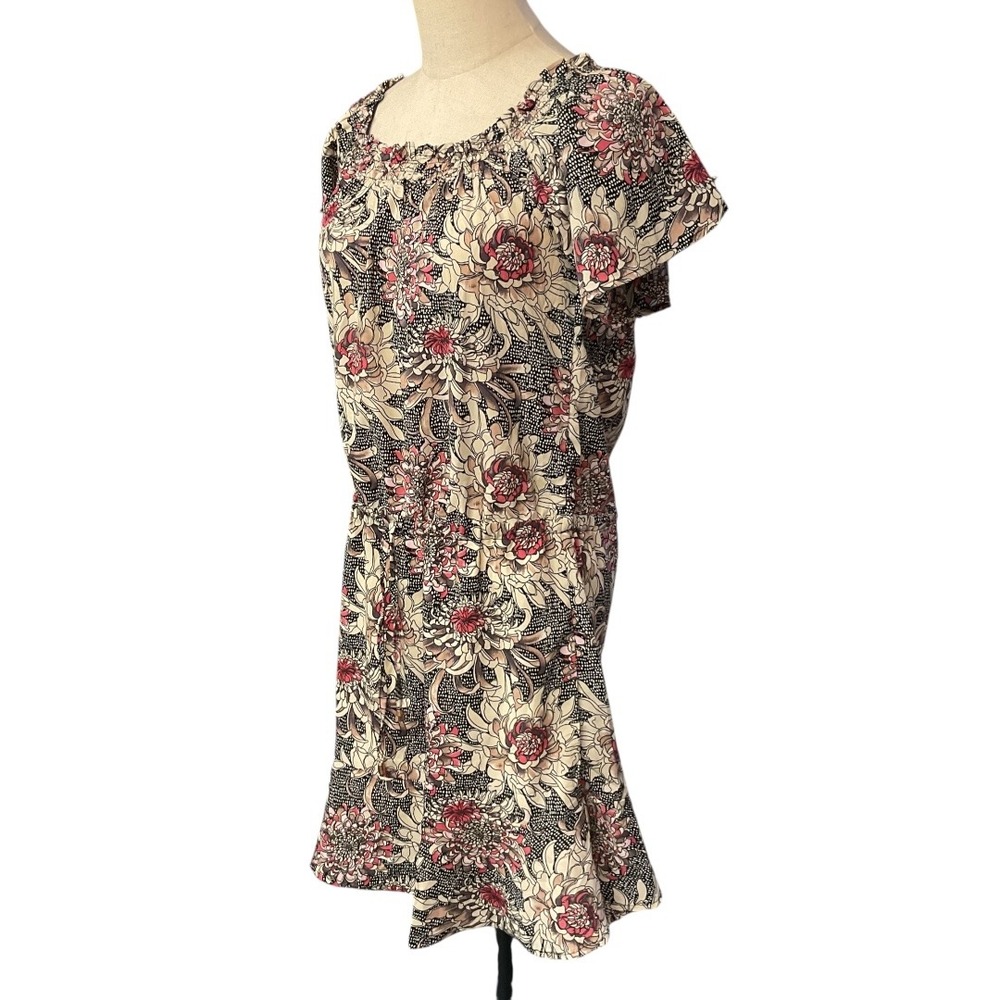 Heli Floral Short Sleeve Cinch Waist Mini Dress Size - Picture 2 of 8